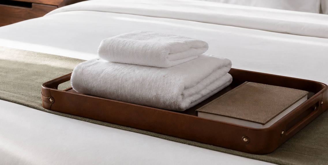 Leather edge and tray detail