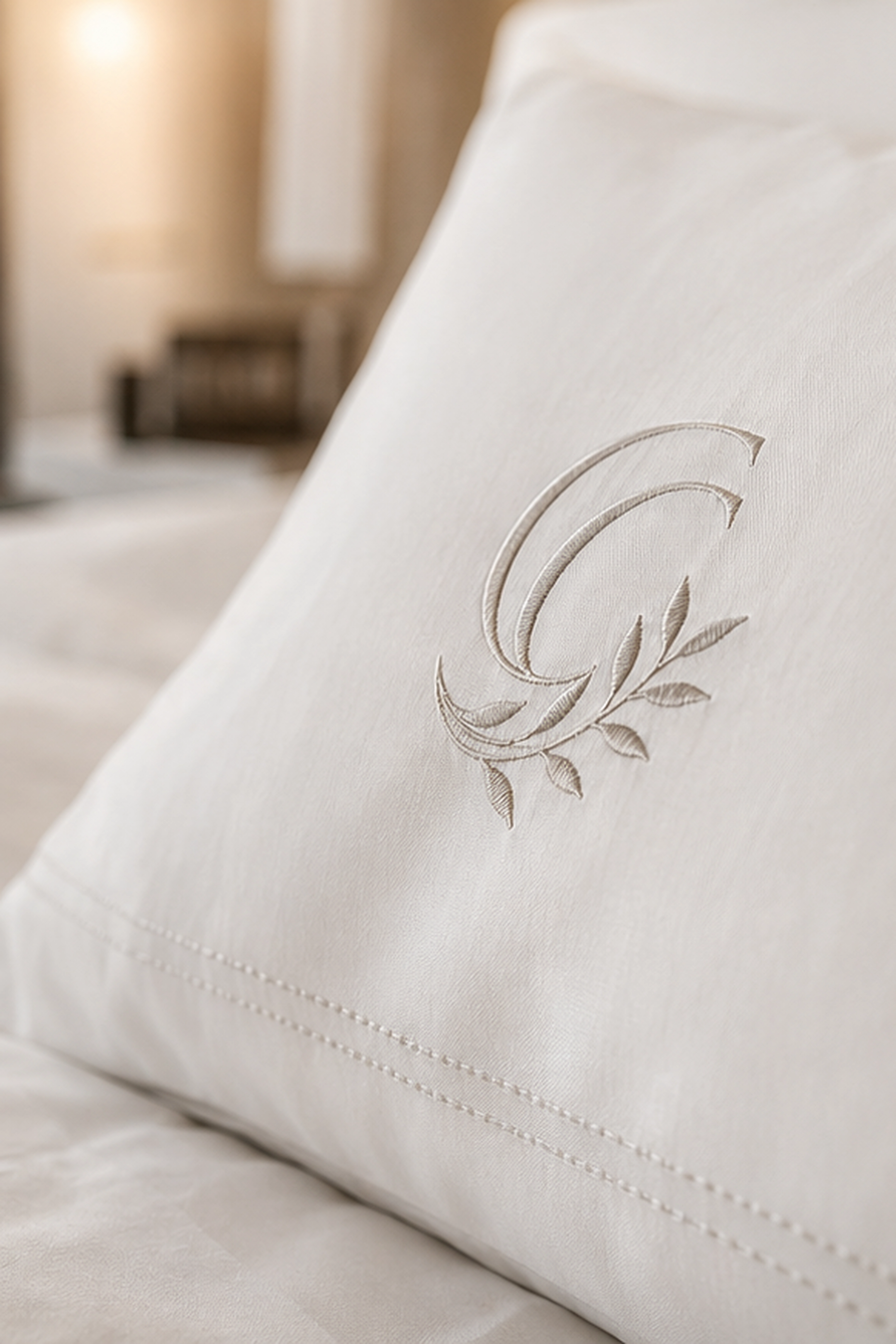 Embroidery and monogram detail